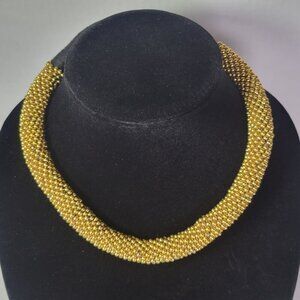 Handmade Elegant Sophisticated Formal Gold Beaded Statement Formal Necklace